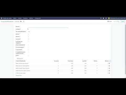 Creación de grupos de modificador y asignación a producto